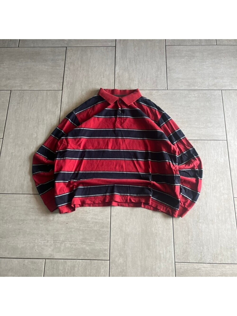 St. John's Bay Heritage Sueded Jersey Polo Shirt XXL Red Black